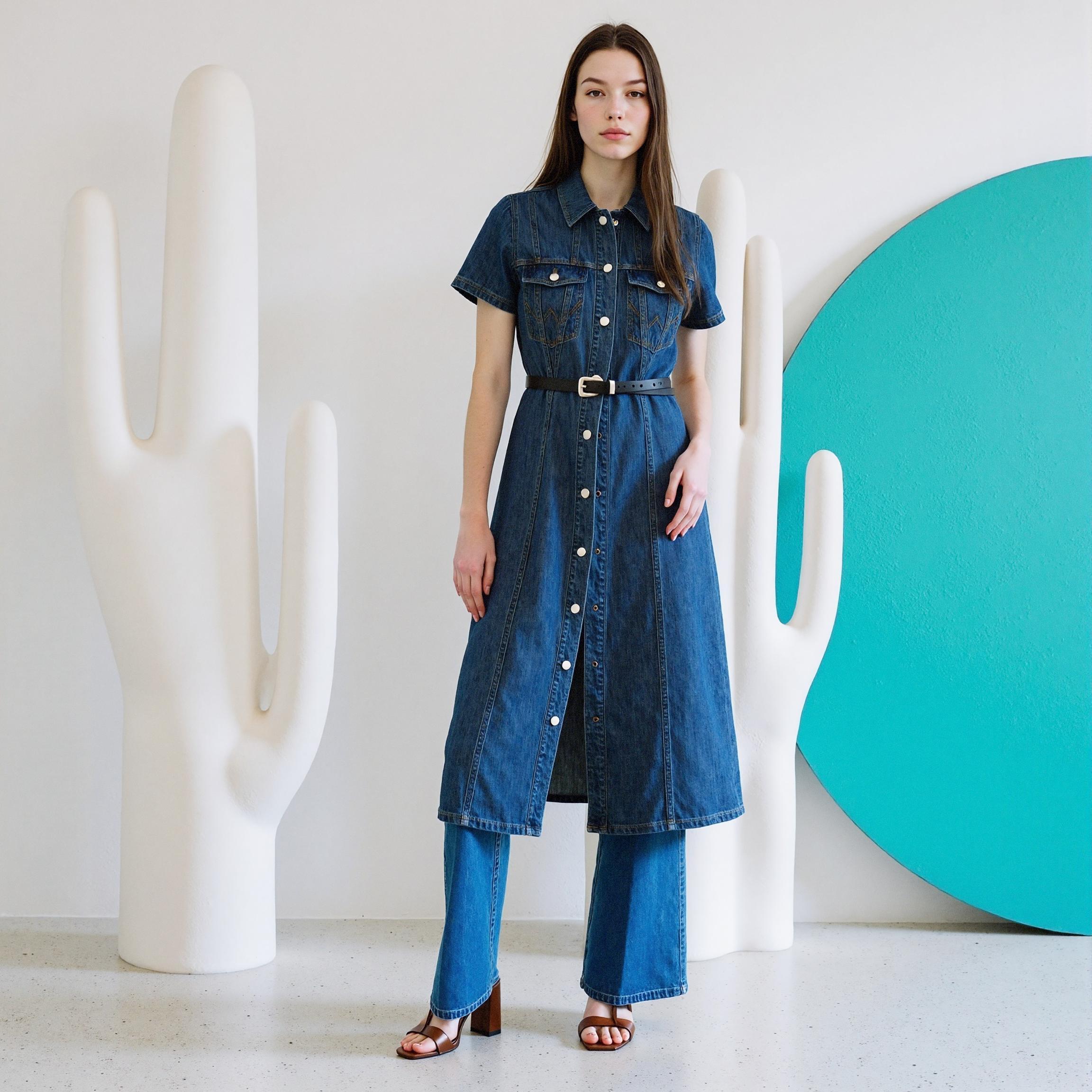 Long denim one-piece thumbnail 3